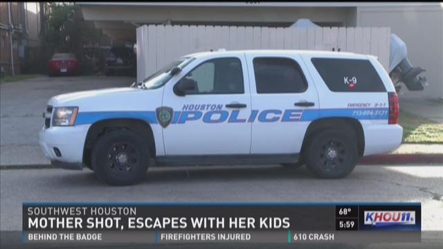 Mother shot, escapes with her kids