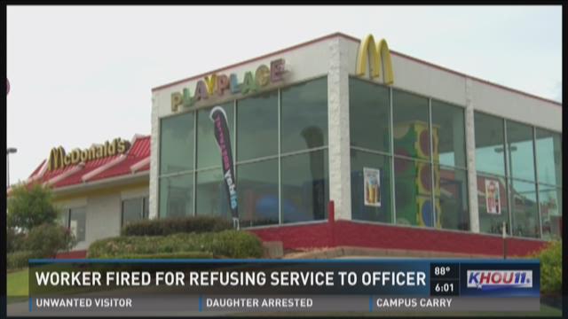 Worker fired for refusing service to officer