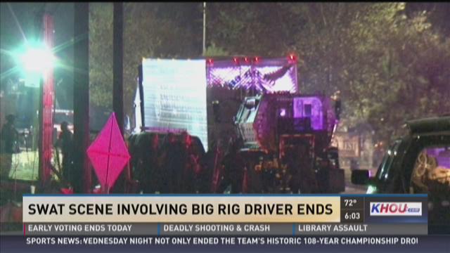 18-wheeler chase ends with bizarre standoff in NW Houston | khou.com