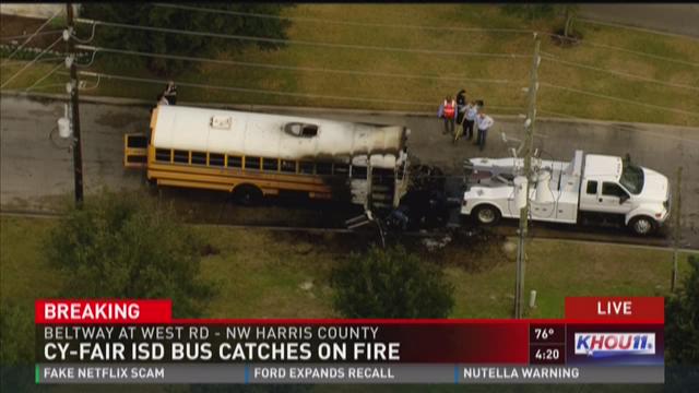 Cy Fair ISD bus catches fire with students onboard | khou.com