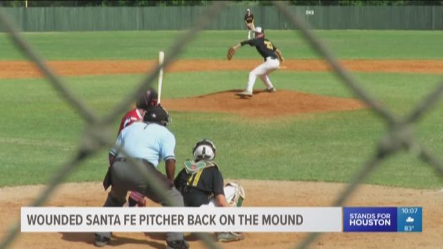 Santa Fe High School pitcher Rome Shubert is back on the mound this summer after he survived the deadly shooting at his high school in May.